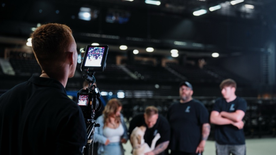 Filming the Judge Flooring team at an arena